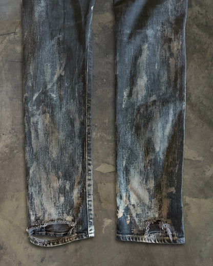 SAINT LAURENT FW2014 RUNWAY OIL STAIN JEANS