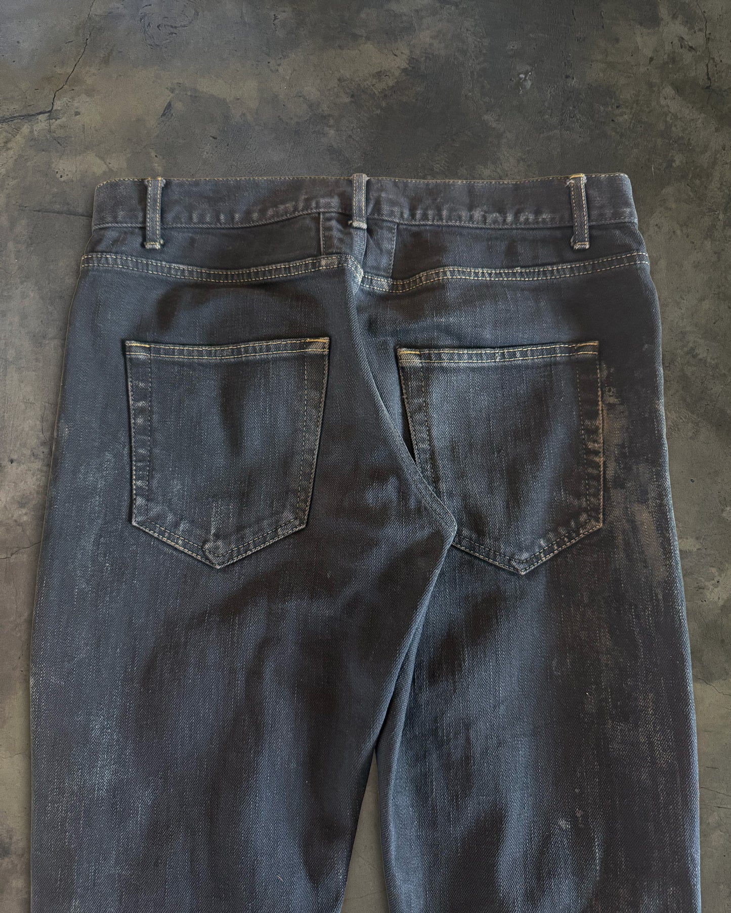 SAINT LAURENT FW2014 RUNWAY OIL STAIN JEANS