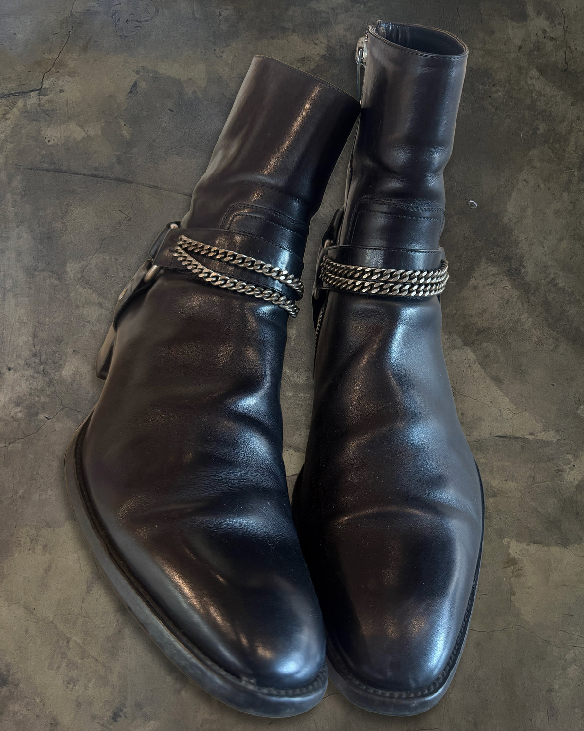 SAINT LAURENT FW2013 CHAIN WYATT HARNESS BOOTS