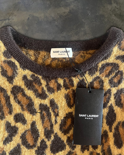 SAINT LAURENT AW2015 RUNWAY LEOPARD MOHAIR BLEND SWEATER