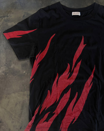 SAINT LAURENT 2017 BLACK FLAME T SHIRT
