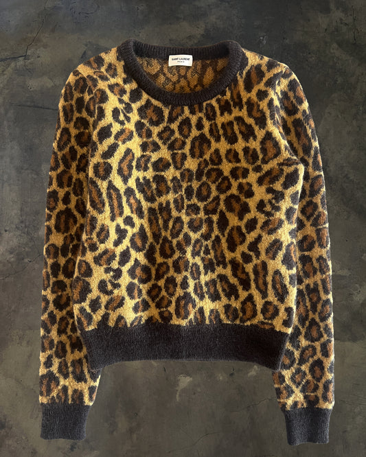 SAINT LAURENT AW2015 RUNWAY LEOPARD MOHAIR BLEND SWEATER