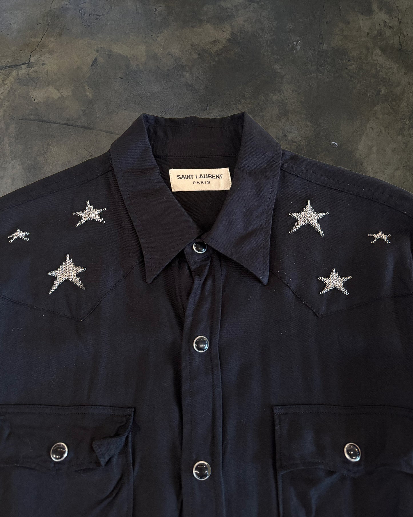 SAINT LAURENT FW2016 STAR EMBELLISHED WESTERN SHIRT