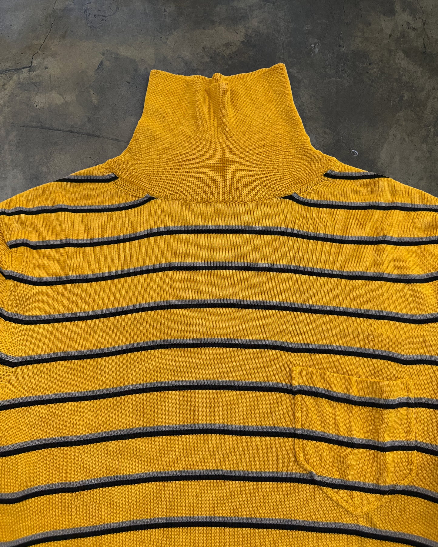 SAINT LAURENT SS2014 RUNWAY SHORT SLEEVE STRIPED TURTLENECK
