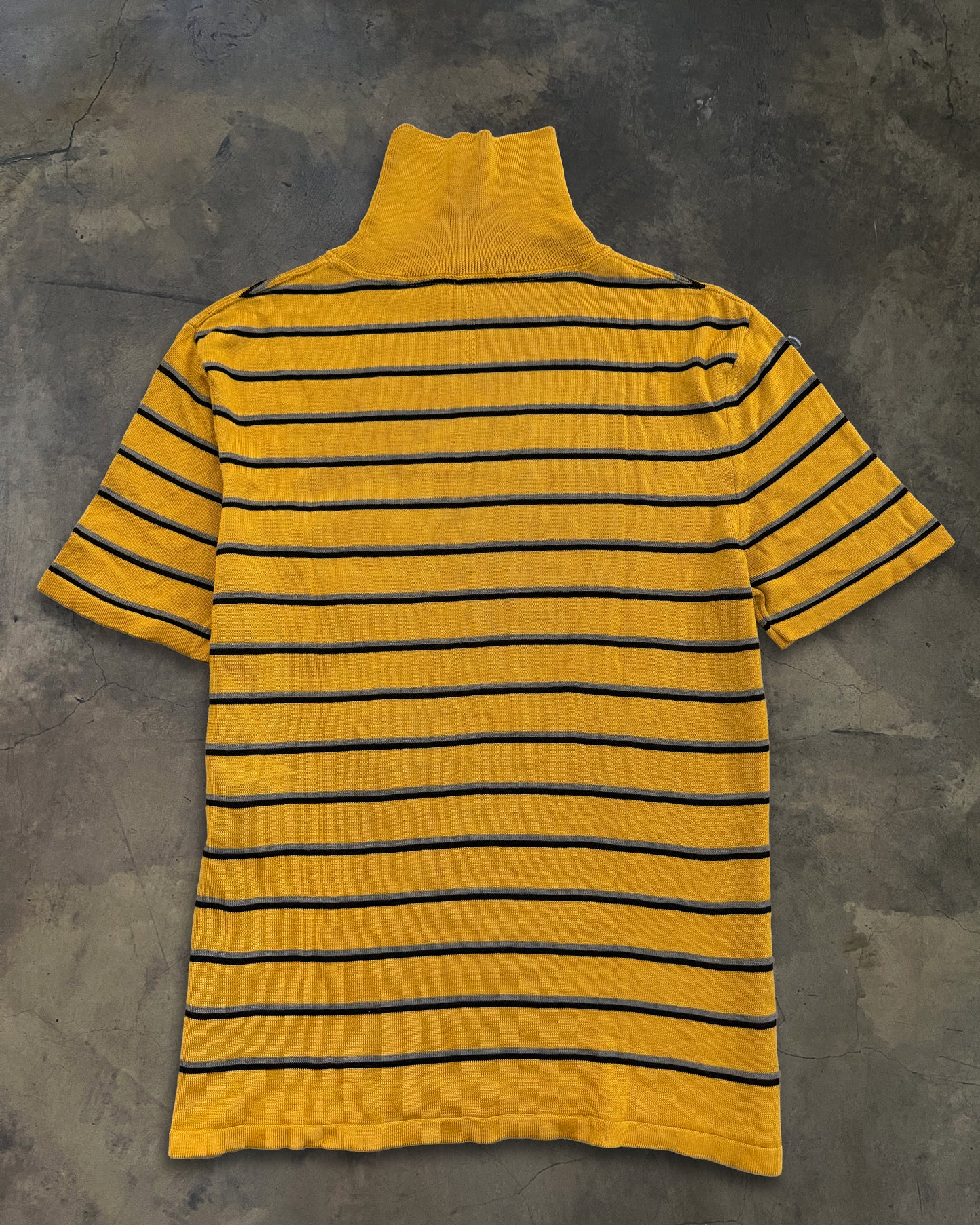 SAINT LAURENT SS2014 RUNWAY SHORT SLEEVE STRIPED TURTLENECK