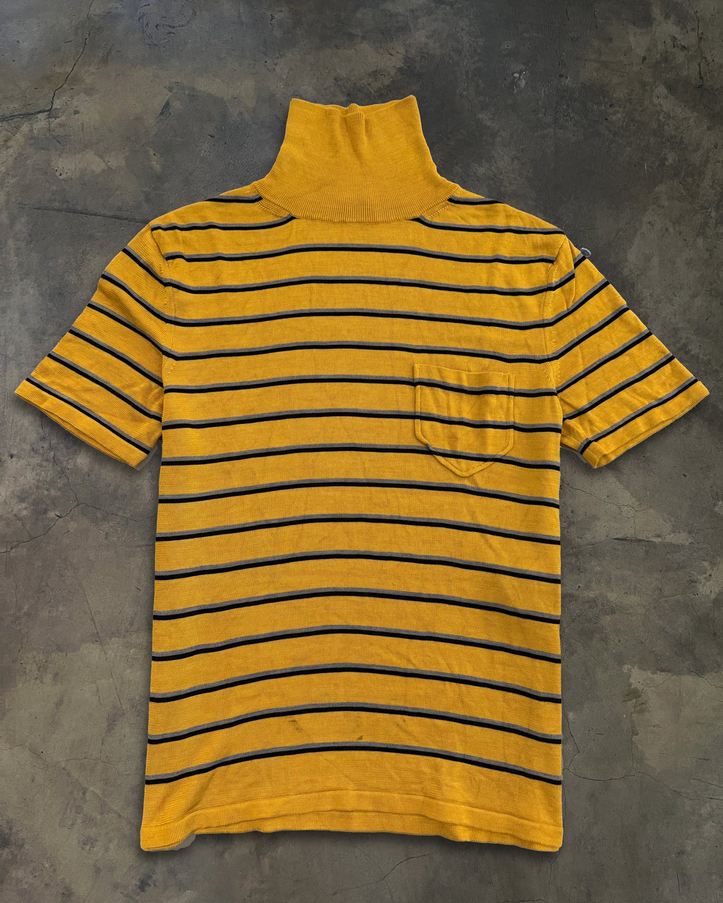 SAINT LAURENT SS2014 RUNWAY SHORT SLEEVE STRIPED TURTLENECK