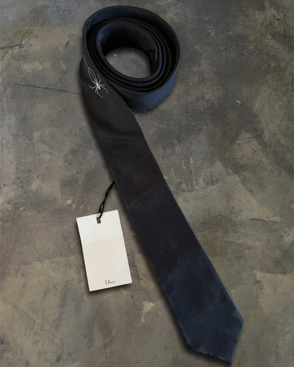 DIOR HOMME SS2009 SILK SPIDER EMBROIDERED SKINNY TIE