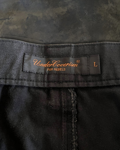 UNDERCOVER AW2001 D.A.V.F CHENILLE PATCHED D RING NAVY BLUE PANTS