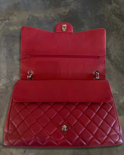 CHANEL 2010 MAROON QUILTED CAVIAR DOUBLE FLAP