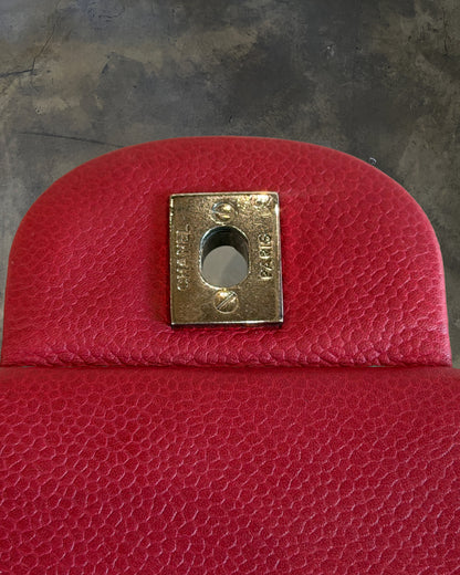 CHANEL 2010 MAROON QUILTED CAVIAR DOUBLE FLAP