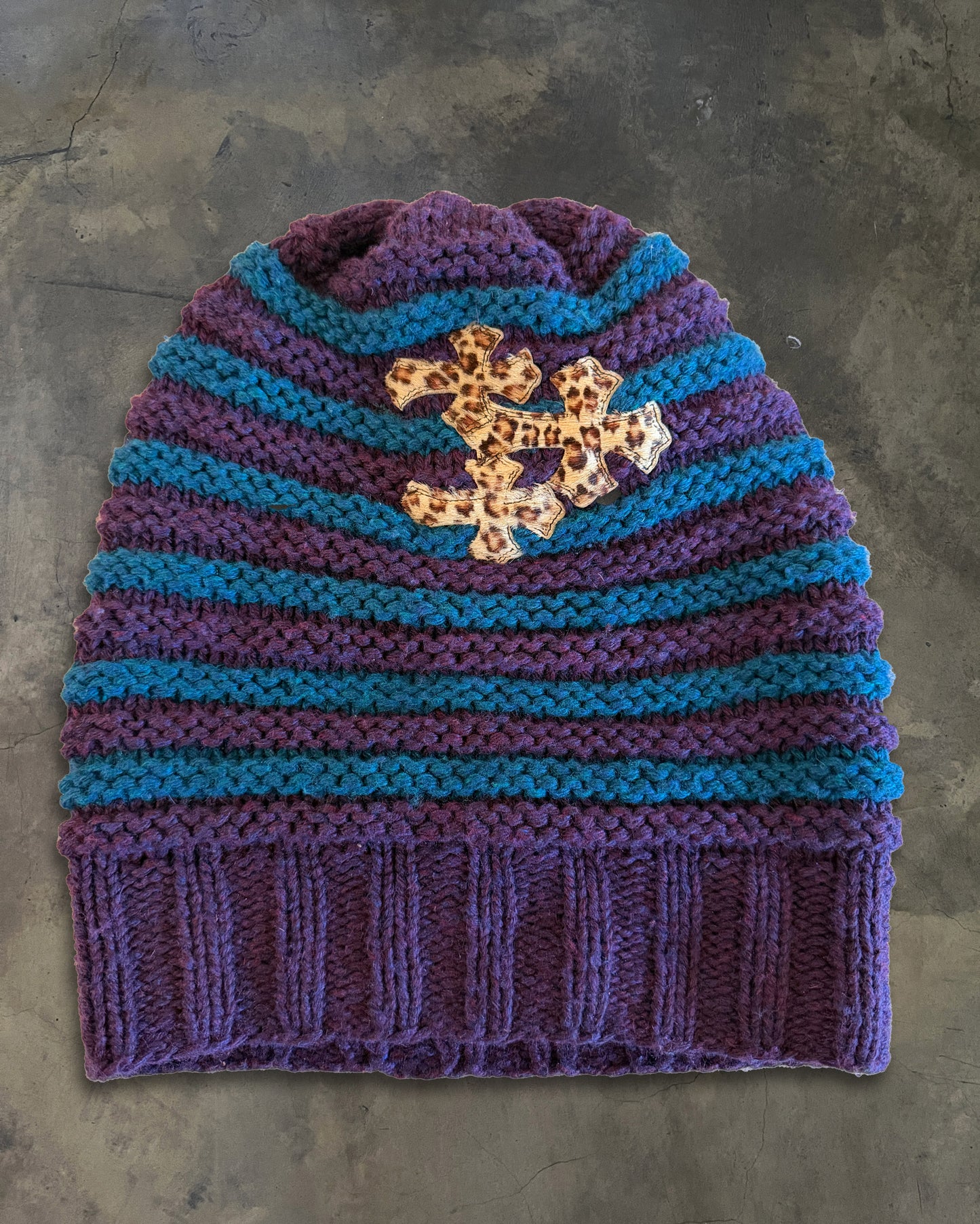 CHROME HEARTS CASHMERE CHEETAH CROSS PATCH BEANIE