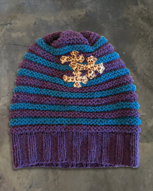 CHROME HEARTS CASHMERE CHEETAH CROSS PATCH BEANIE