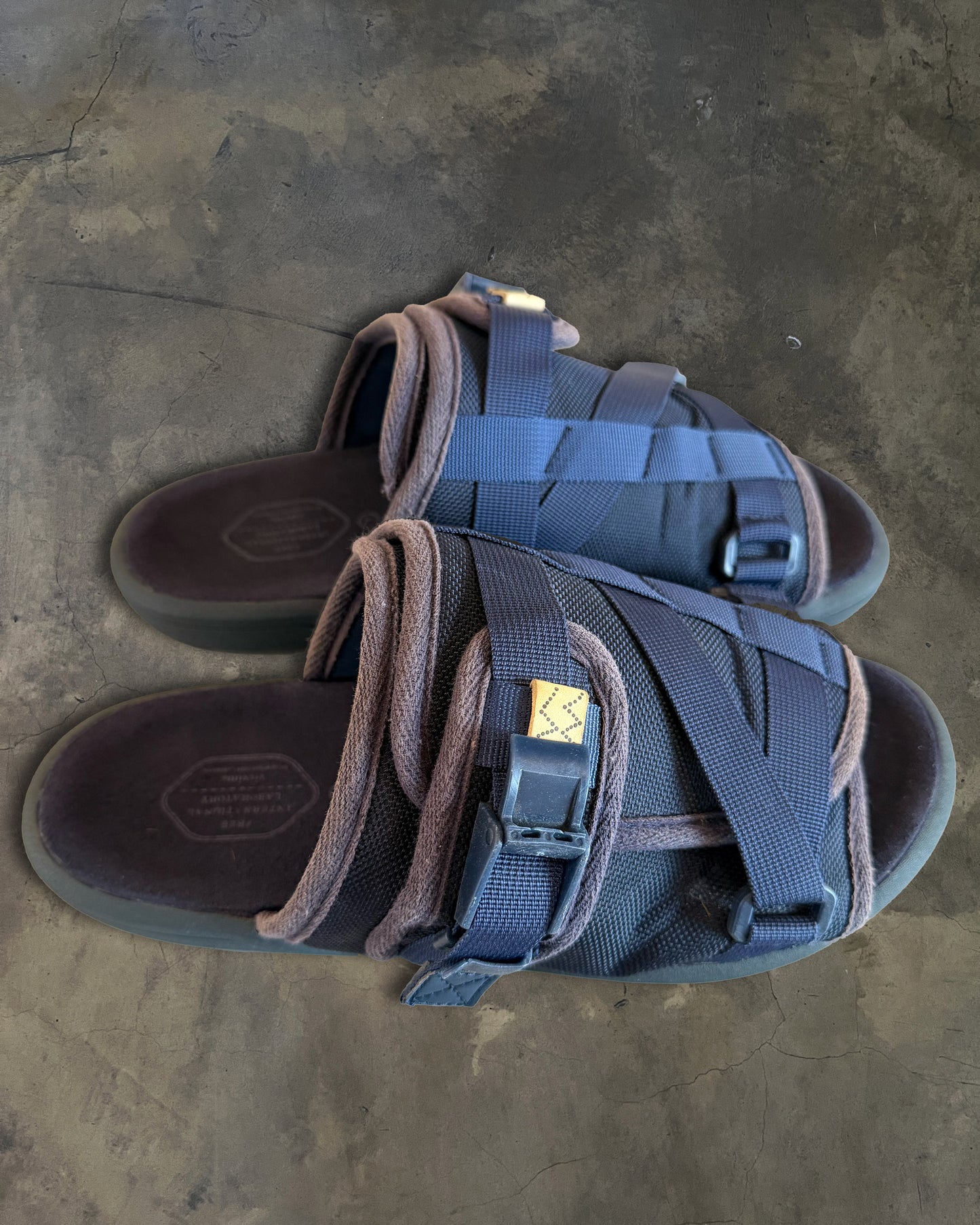 VISVIM CHRISTO NAVY SANDALS