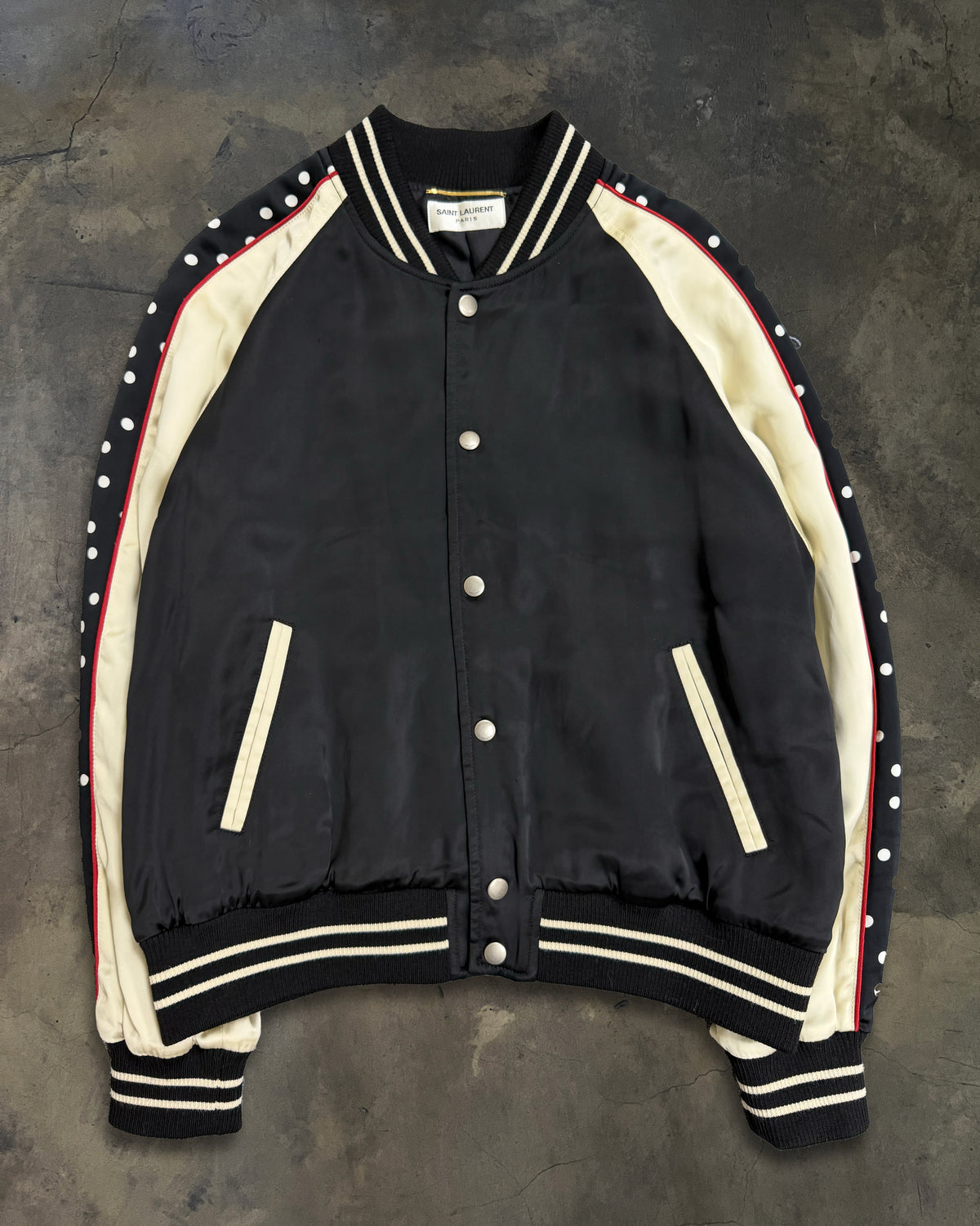 SAINT LAURENT SS2022 POKA DOT SILK BOMBER