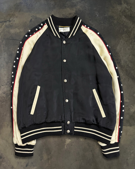 SAINT LAURENT SS2022 POKA DOT SILK BOMBER