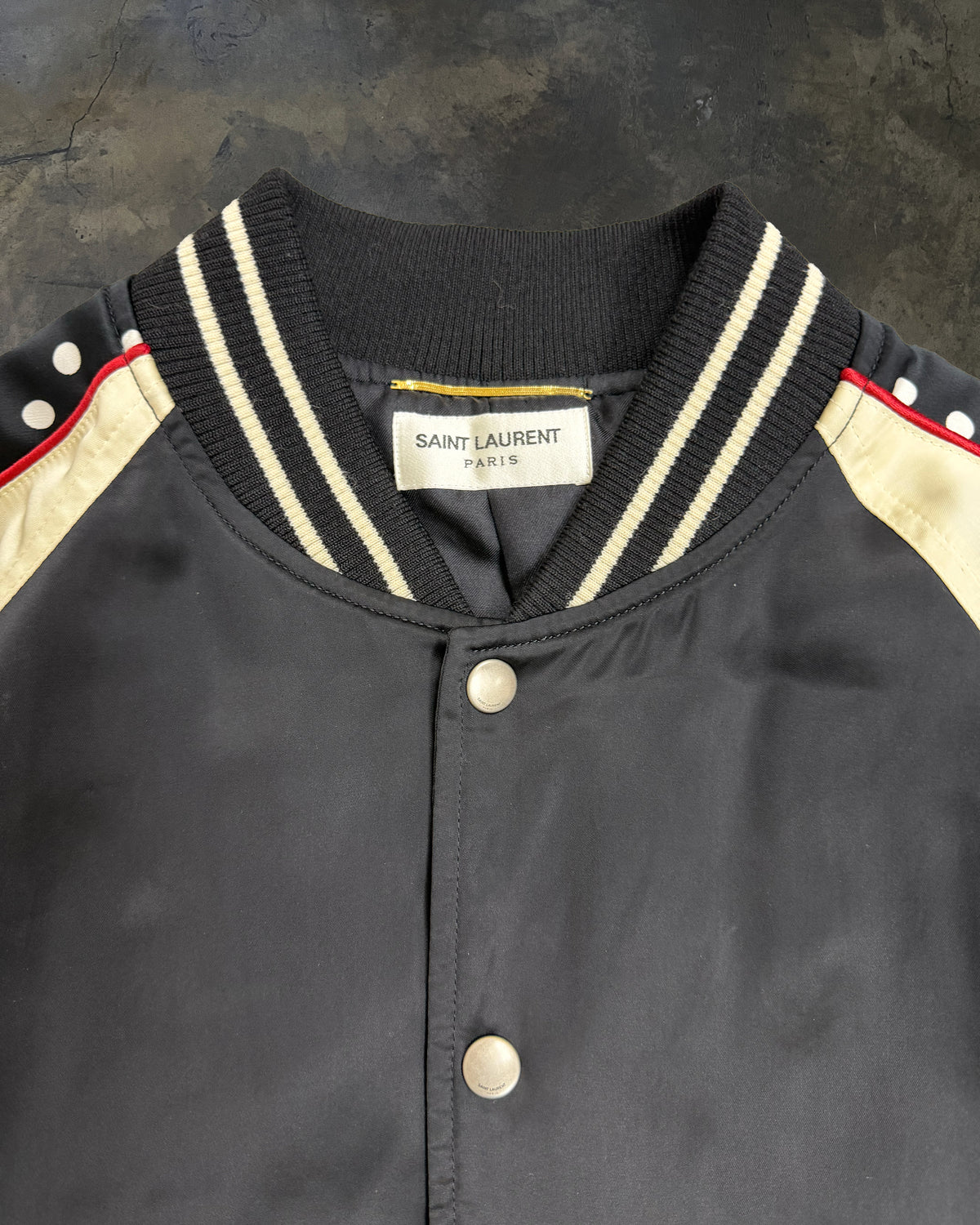 SAINT LAURENT SS2022 POKA DOT SILK BOMBER