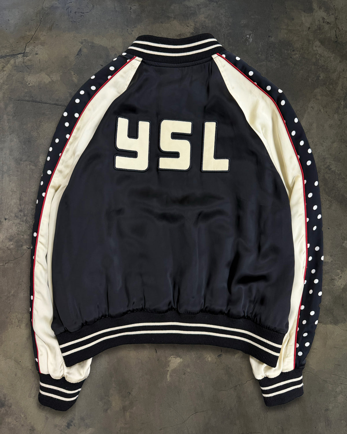 SAINT LAURENT SS2022 POKA DOT SILK BOMBER