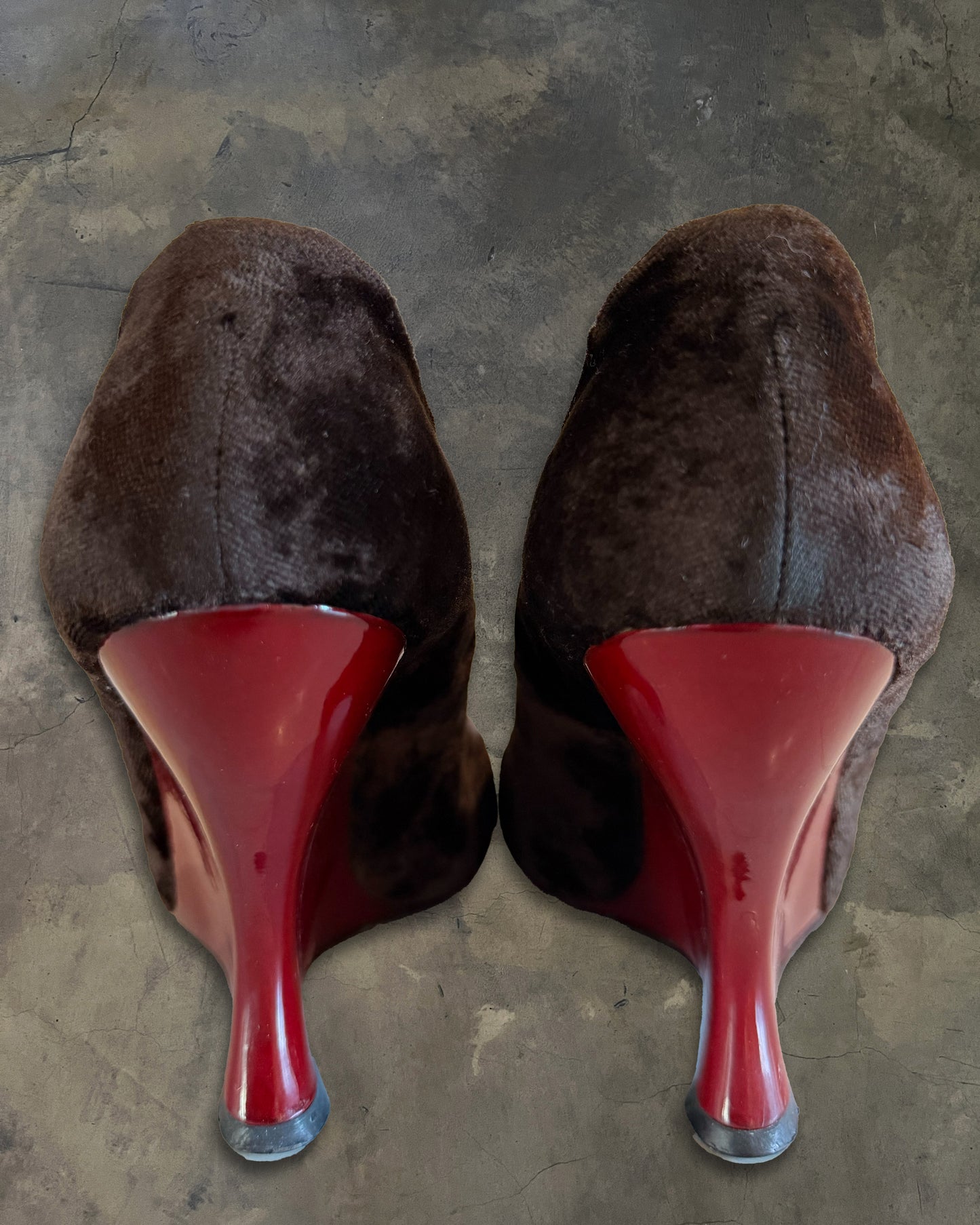 YVES SAINT LAURENT FW2004 BY TOM FORD RUNWAY BROWN VELVET WEDGES