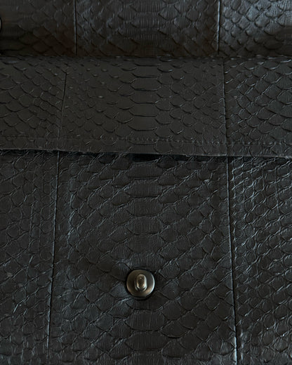 CHANEL 2011 SO BLACK PYTHON JUMBO FLAP BAG
