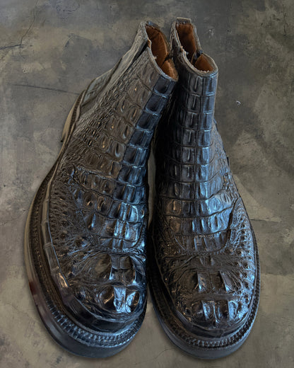 ERMENEGILDO ZEGNA COUTURE CROCODILE LEATHER BOOTS