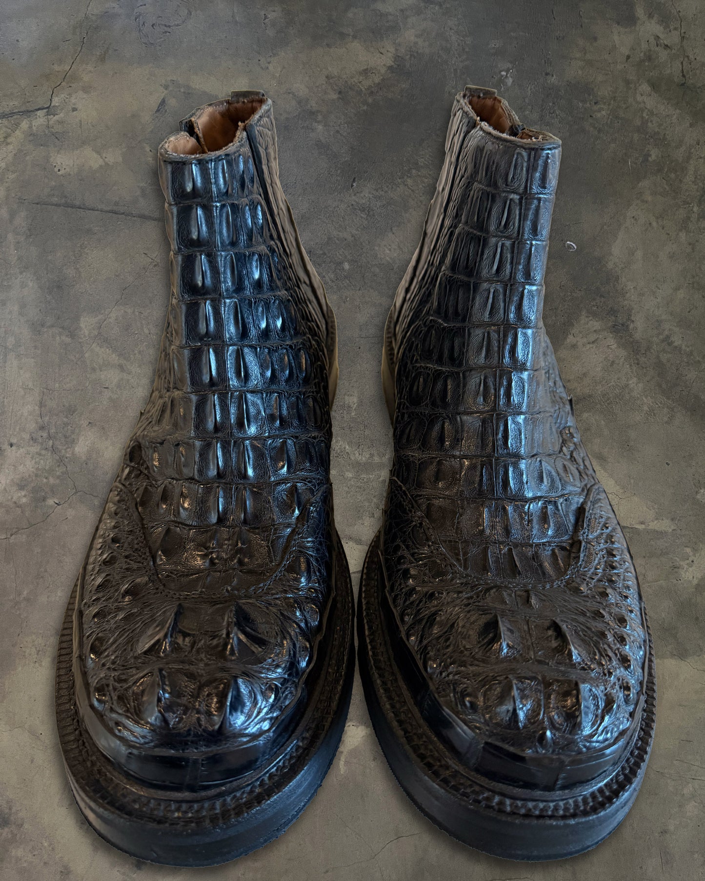 ERMENEGILDO ZEGNA COUTURE CROCODILE LEATHER BOOTS