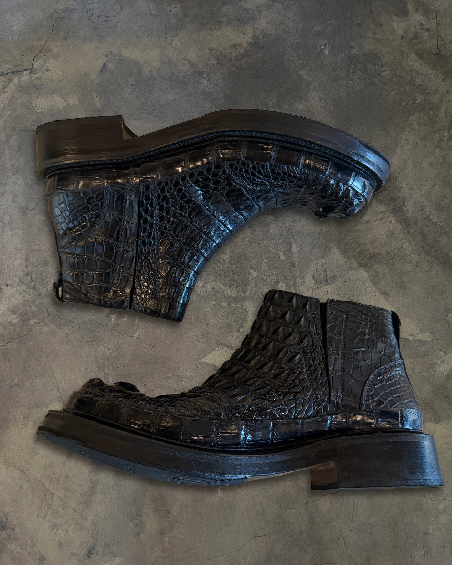 ERMENEGILDO ZEGNA COUTURE CROCODILE LEATHER BOOTS