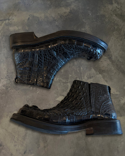 ERMENEGILDO ZEGNA COUTURE CROCODILE LEATHER BOOTS